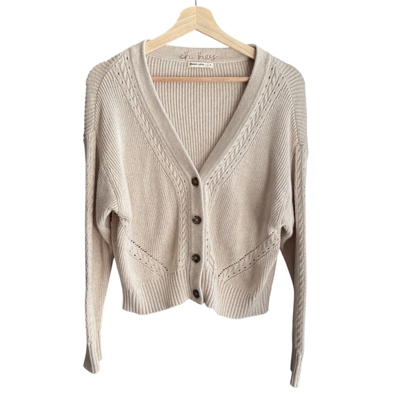 Marine Layer Robin Crop Cardigan in Oatmeal Sz S Cozy Basics Classic Fall Winter - Picture 2 of 9